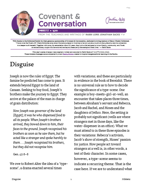 Covenant & Conversation — Parshas Mikeitz