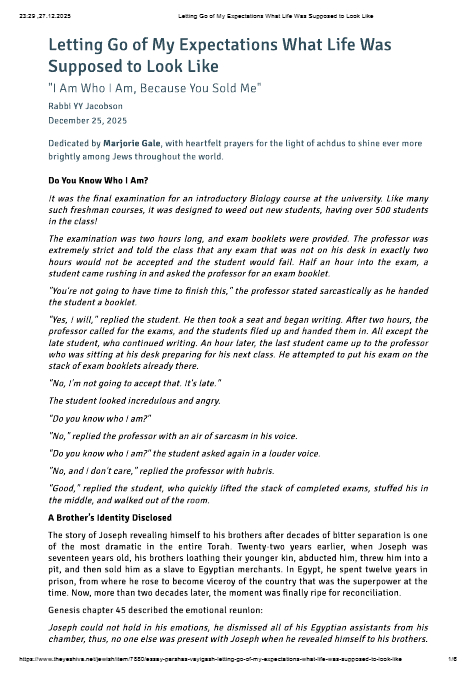 The Yeshiva.net — Parshas Vayigash