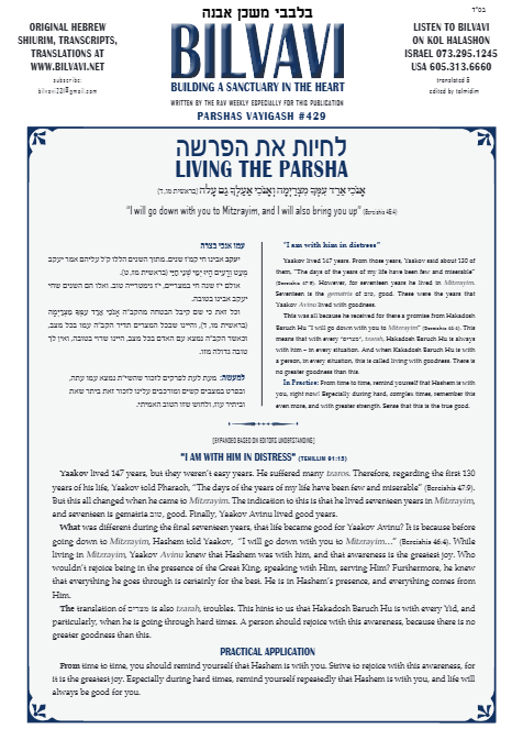 Bilvavi — Parshas Vayigash