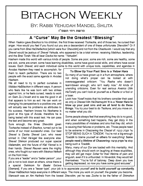 Bitachon Weekly — Parshas Vayechi