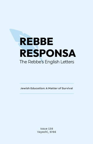 Rebbe Responsa — Parshas Vayechi