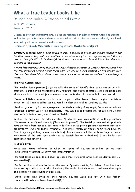 The Yeshiva.net — Parshas Vayechi