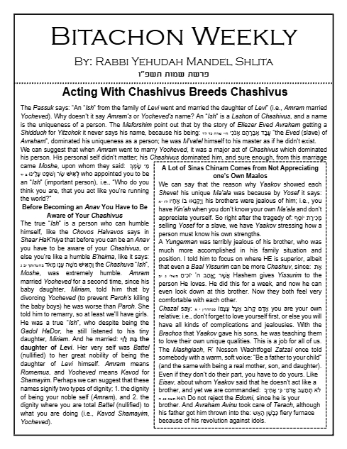 Bitachon Weekly — Parshas Shemos