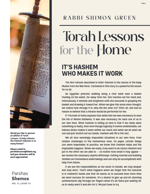 Torah Lessons for the Home — Parshas Shemos