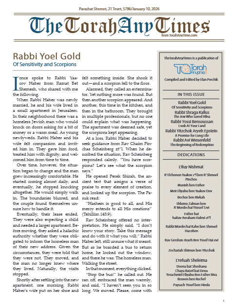 The Torah Anytimes — Parshas Shemos