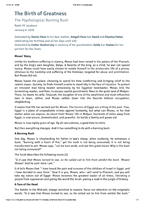 The Yeshiva.net — Parshas Shemos