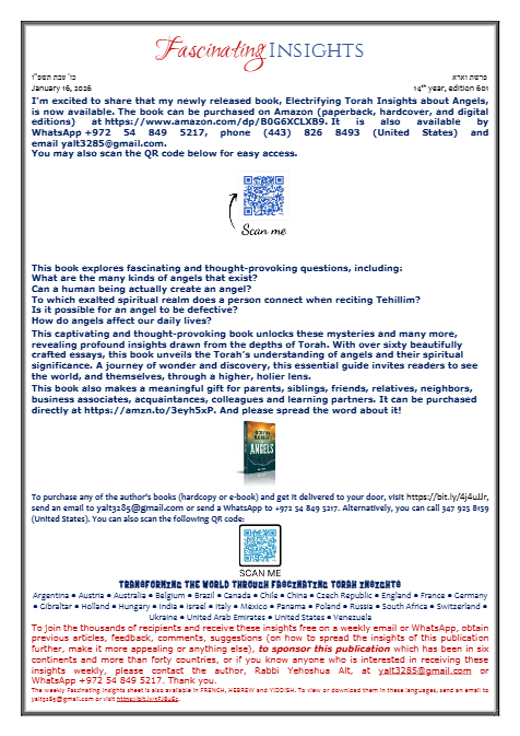 Fascinating Insights — Parshas Va'eira