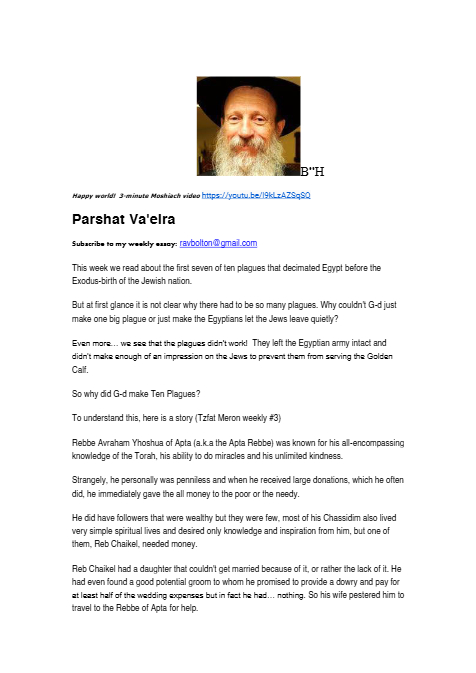 Rabbi Tuvia Bolton — Parshas Va'eira