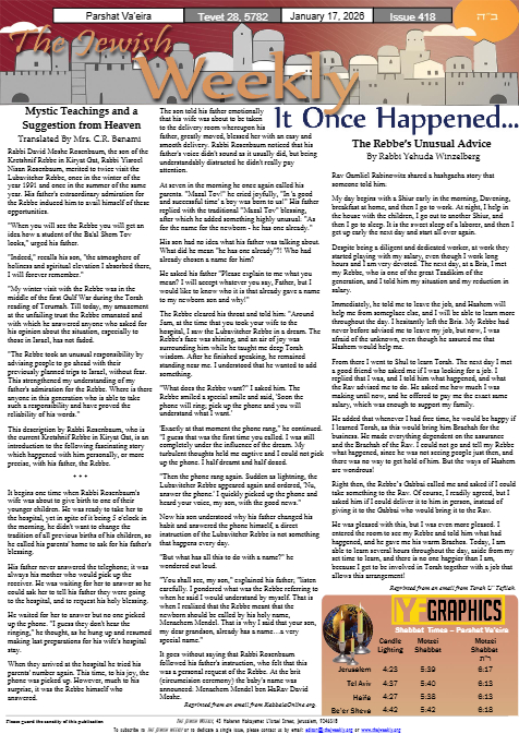 The Jewish Weekly — Parshas Va'eira