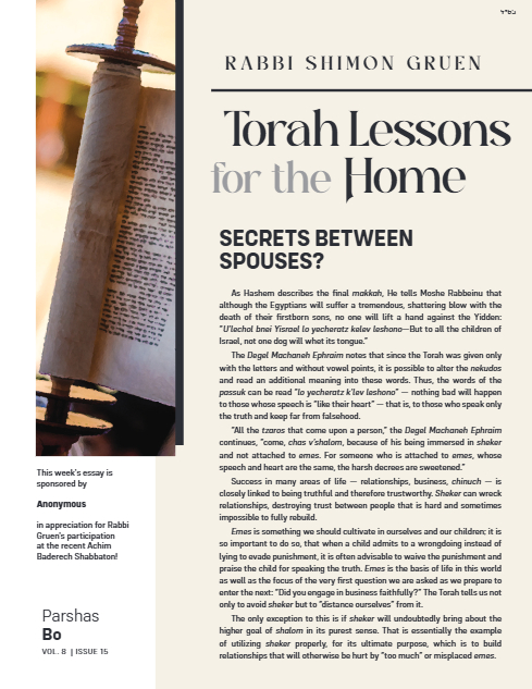 Torah Lessons for the Home — Parshas Bo