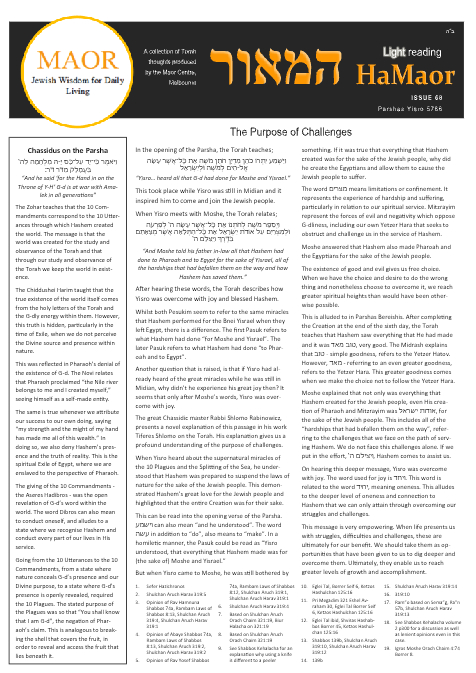 MAOR CENTRE publications  — Parshas Yisro