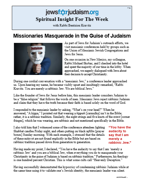Jews for Judaism — Parshas Yisro