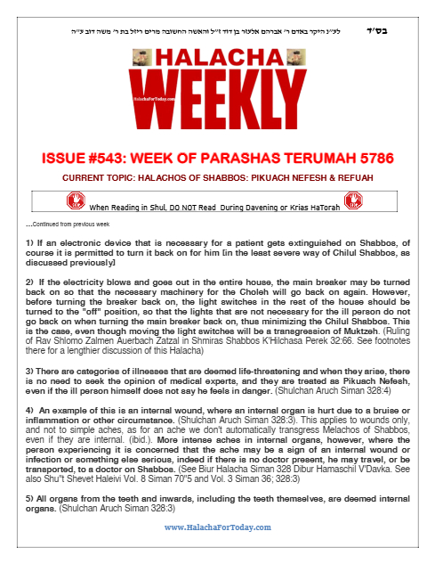 Halacha Weekly — Parshas Terumah