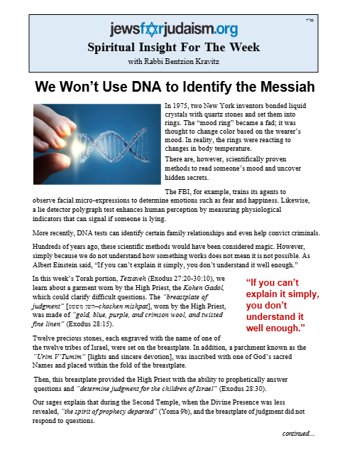 Jews for Judaism — Parshas Tetzaveh