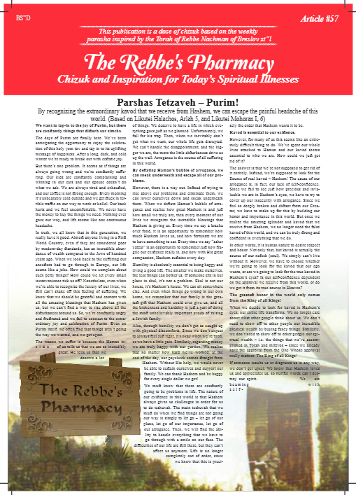 The Rebbe's Pharmacy — Parshas Ki Sisa