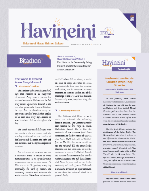 Havineini — Parshas Ki Sisa