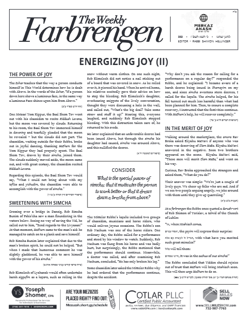 The Weekly Farbrengen — Parshas Ki Sisa