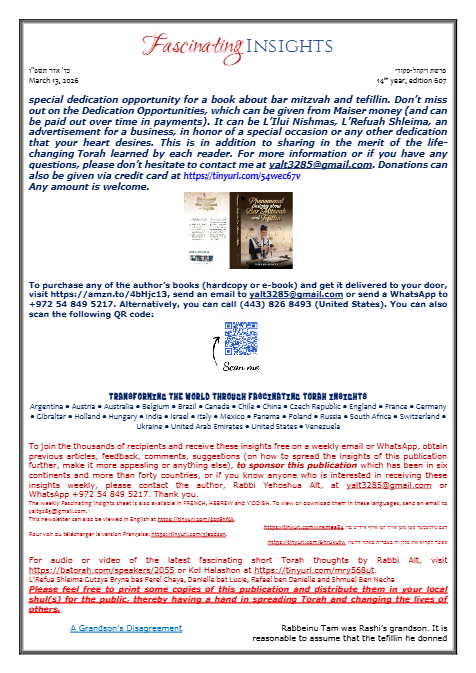 Fascinating Insights — Parshas Vayak'hel-Pekudei