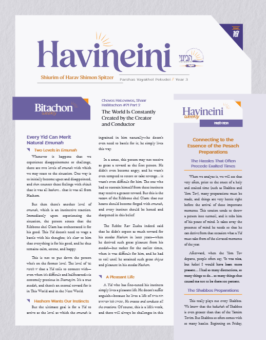 Havineini — Parshas Vayak'hel-Pekudei