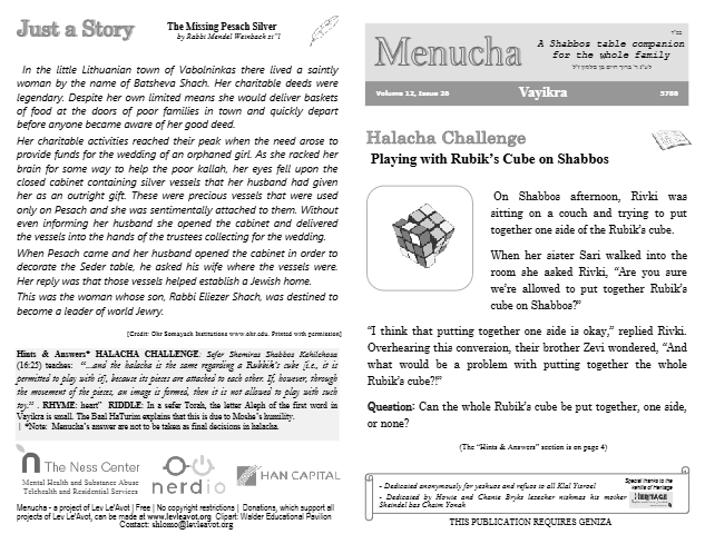 Menucha Magazine — Parshas Vayikra