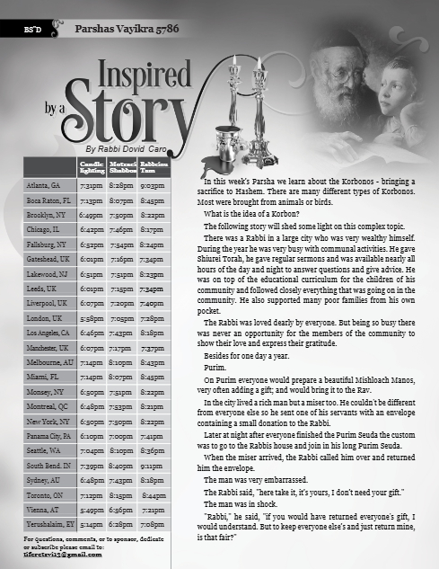 Inspired by a Story — Parshas Vayikra