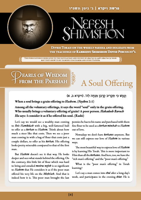 Nefesh Shimshon — Parshas Vayikra