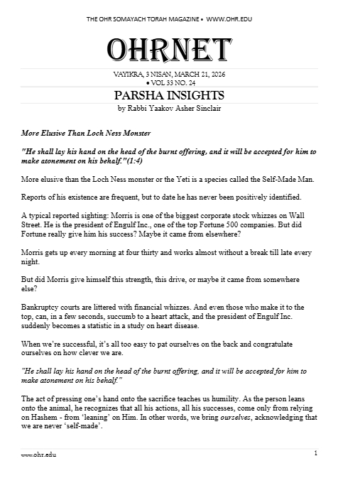 OHRNET — Parshas Vayikra