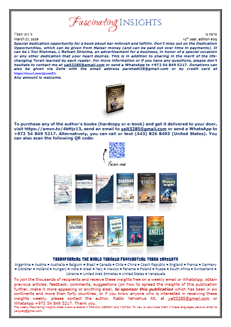Fascinating Insights — Parshas Tsav