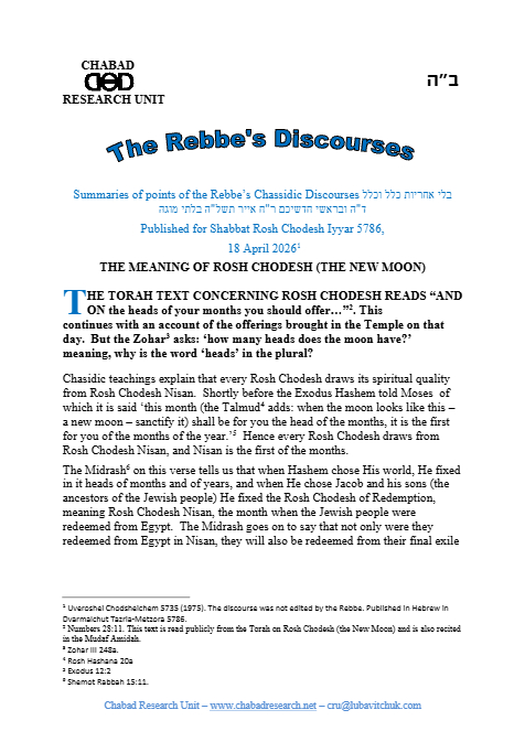 Chabad Research Unit — Parshas Tazria-Metzora