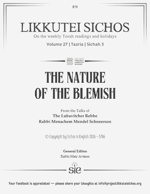 Project Likkutei Sichos — Parshas Tazria-Metzora