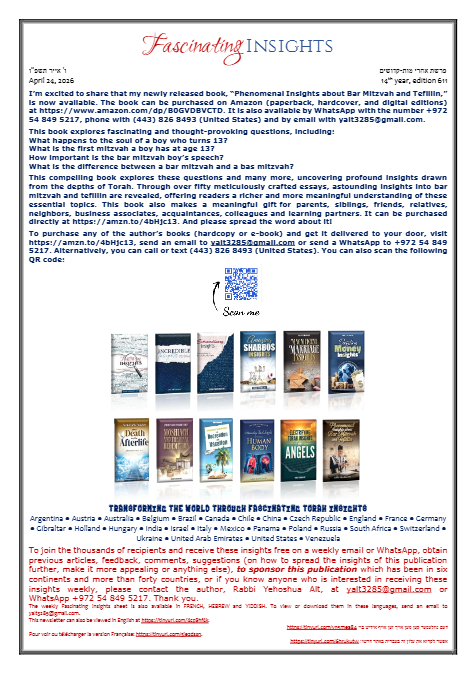 Fascinating Insights — Parshas Acharei Mos-Kedoshim