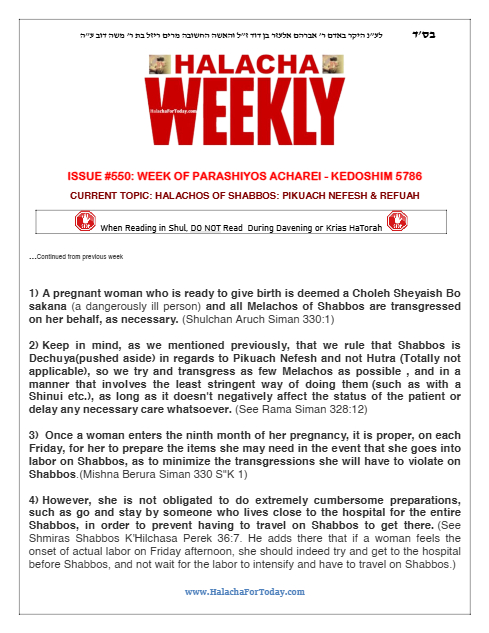 Halacha Weekly — Parshas Acharei Mos-Kedoshim