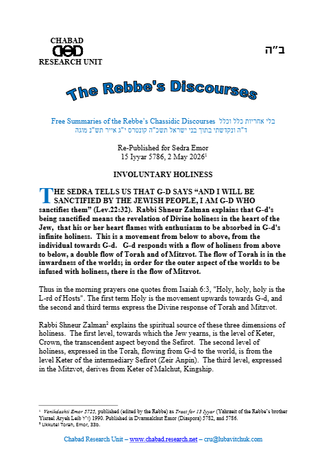 Chabad Research Unit — Parshas Emor