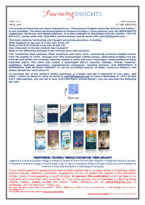 Fascinating Insights — Parshas Behar-Bechukosai