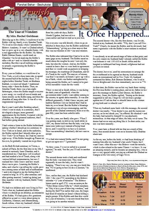 The Jewish Weekly — Parshas Behar-Bechukosai