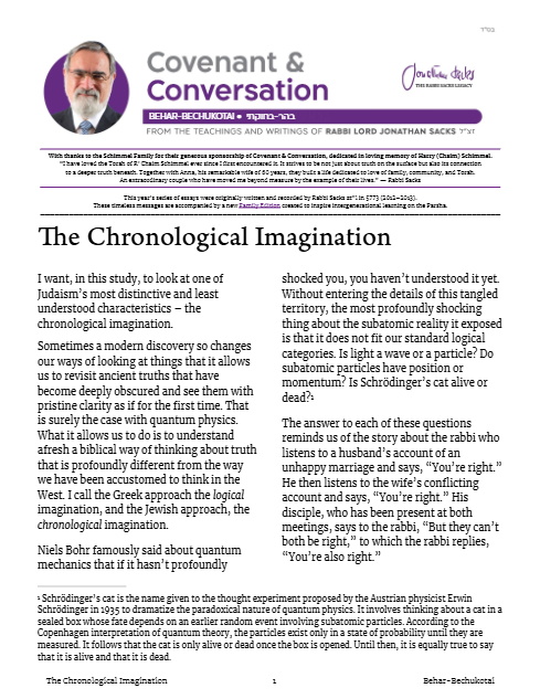 Covenant & Conversation — Parshas Behar-Bechukosai