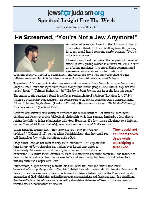 Jews for Judaism — Parshas Behar-Bechukosai