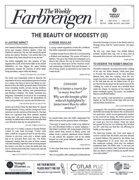 The Weekly Farbrengen — Parshas Bamidbar