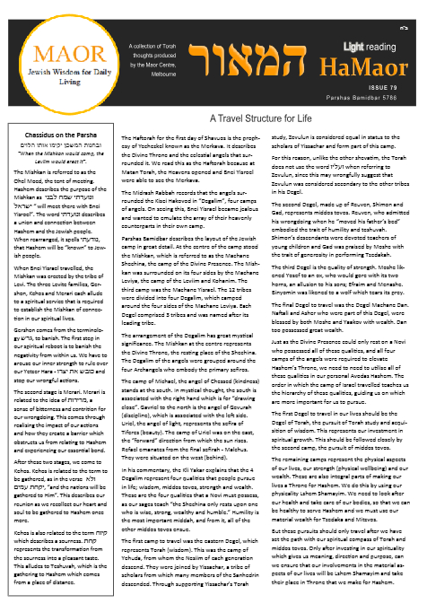 MAOR CENTRE publications  — Parshas Bamidbar