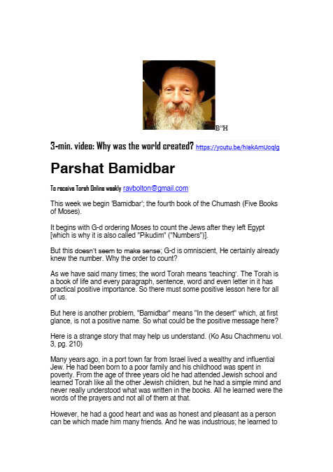 Rabbi Tuvia Bolton — Parshas Bamidbar