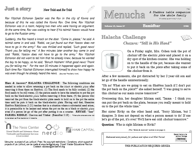Menucha Magazine — Parshas Bamidbar
