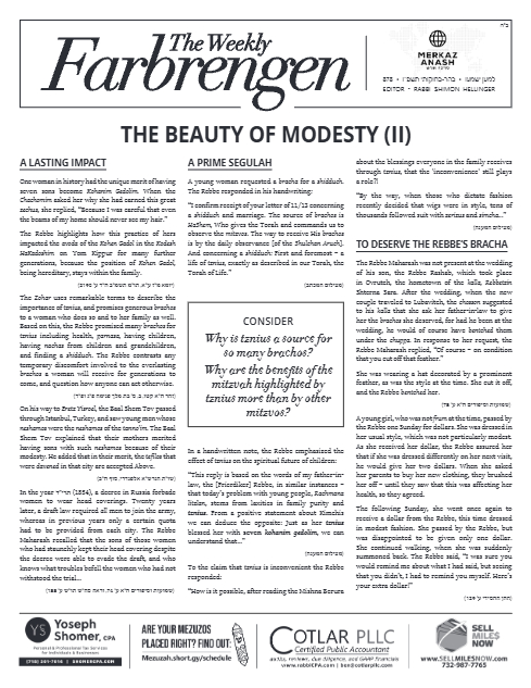 The Weekly Farbrengen — Parshas Bamidbar