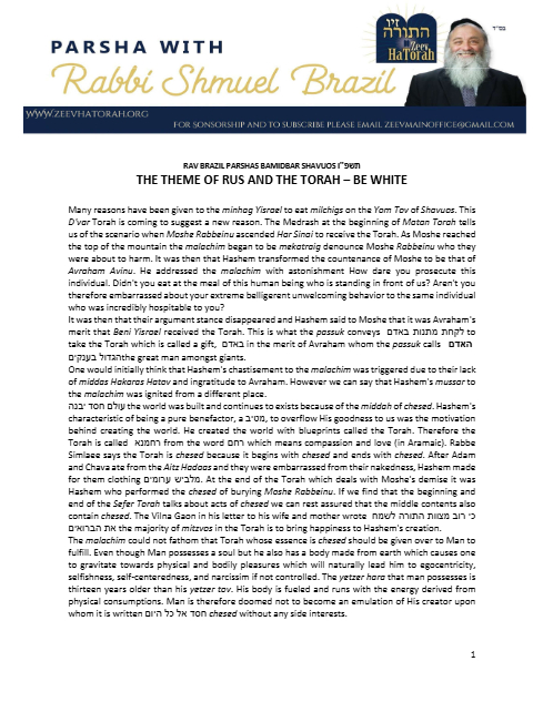 Parsha with Rabbi Shmuel Brazil — Parshas Bamidbar