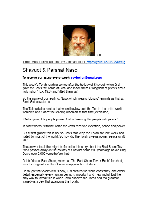 Rabbi Tuvia Bolton — Parshas Naso