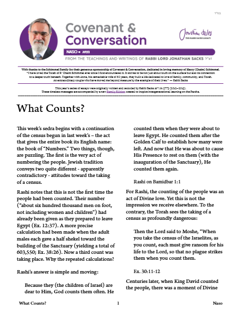 Covenant & Conversation — Parshas Naso