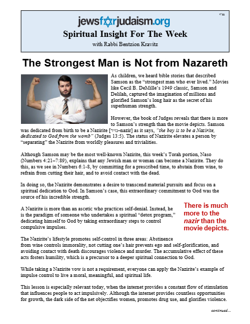 Jews for Judaism — Parshas Naso