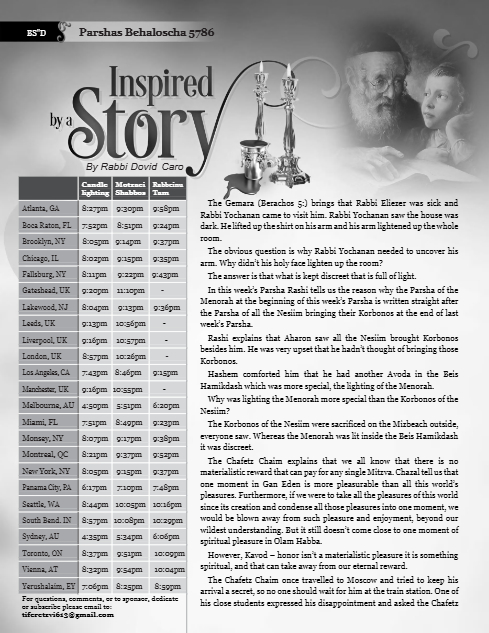 Inspired by a Story — Parshas Behaalotcha