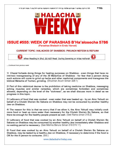 Halacha Weekly — Parshas Bo