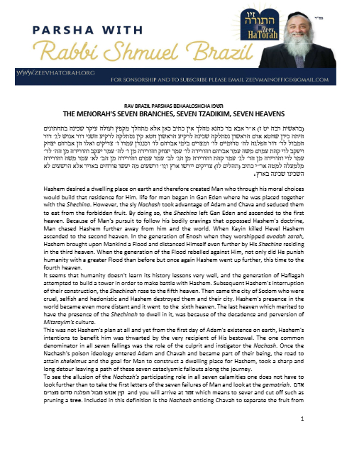 Parsha with Rabbi Shmuel Brazil — Parshas Bereishis