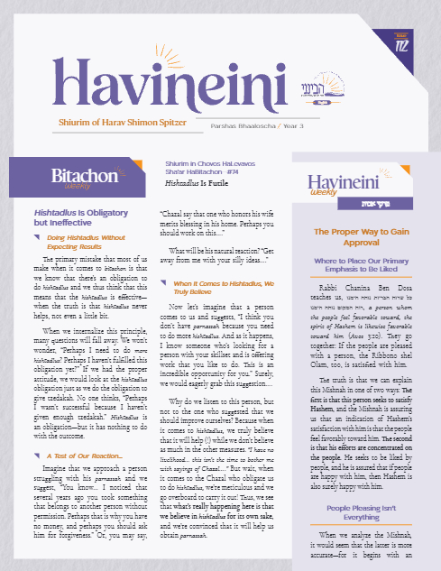 Havineini — Parshas Behaalotcha / Shlach